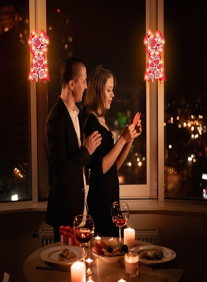 ABTOLS Large LED Valentine's Day Wreath Bows, LED Light Valentine Bows for Wreath Red Heart Wreath Bows Love Bows for Front Door Anniversary Wedding Tree Bows for Indoor Outdoor Decor - Image 5